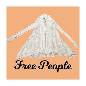 FREE PEOPLE White Crocheted Style Cardigan Size M​